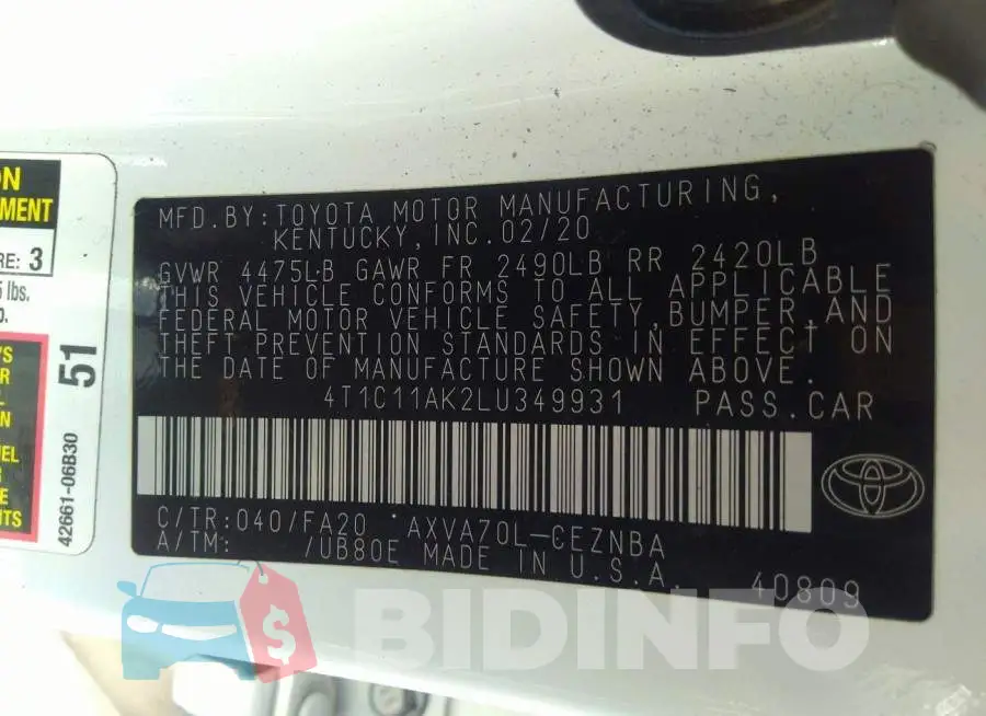 4T1C11AK2LU349931 Photo# 9