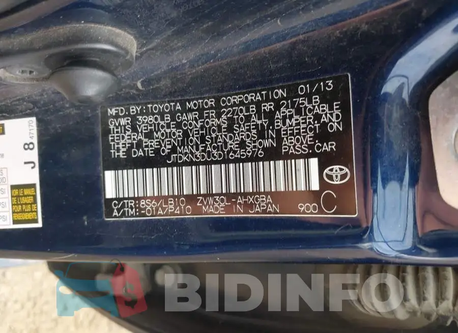 JTDKN3DU3D1645976 Photo# 9