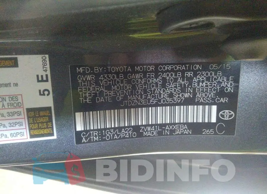 JTDZN3EU5FJ035397 Photo# 9