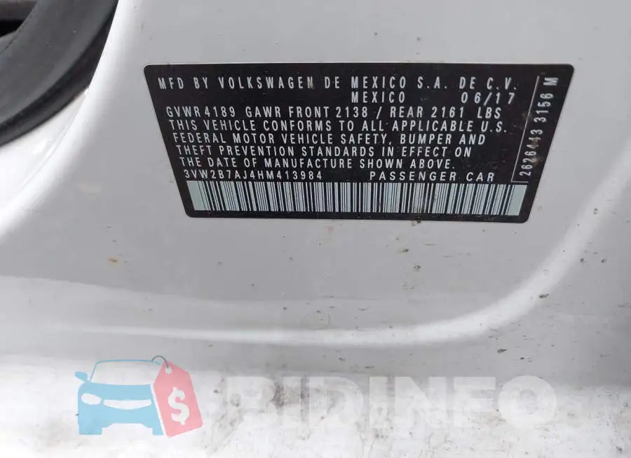 3VW2B7AJ4HM413984 Photo# 9