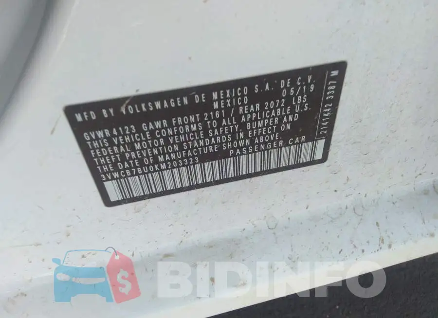 3VWCB7BU0KM203323 Photo# 9