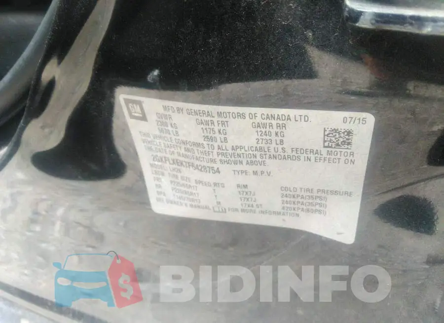 2GKFLXEK7F6428754 Photo# 9