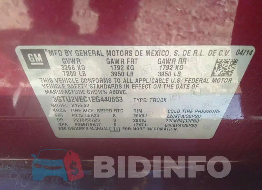 3GTU2VEC1EG440663 Photo# 9