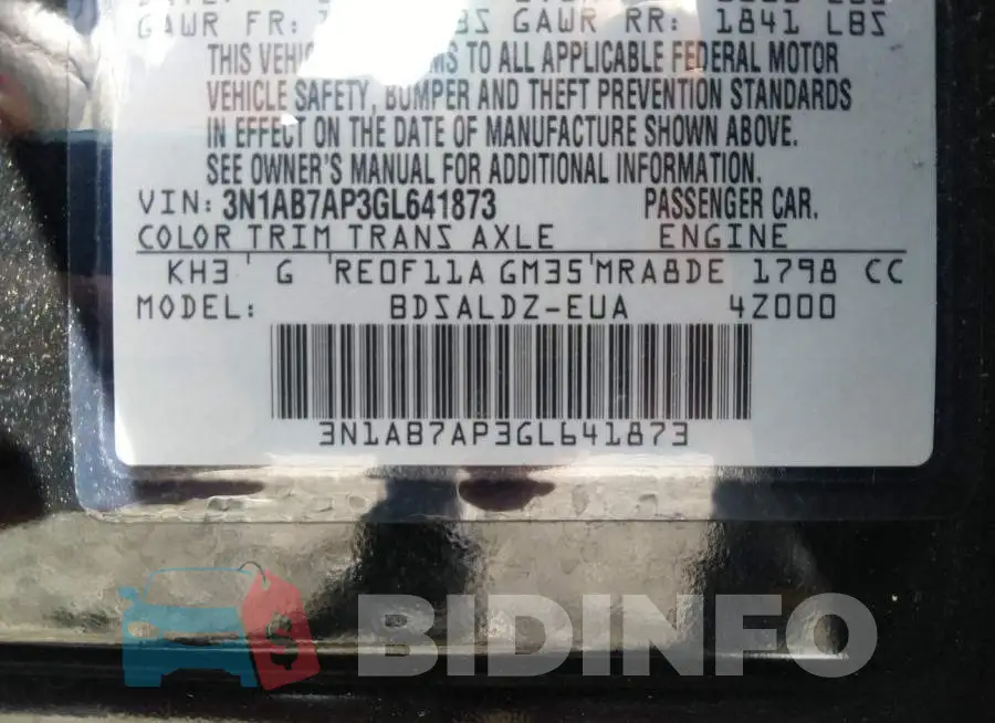 3N1AB7AP3GL641873 Photo# 9