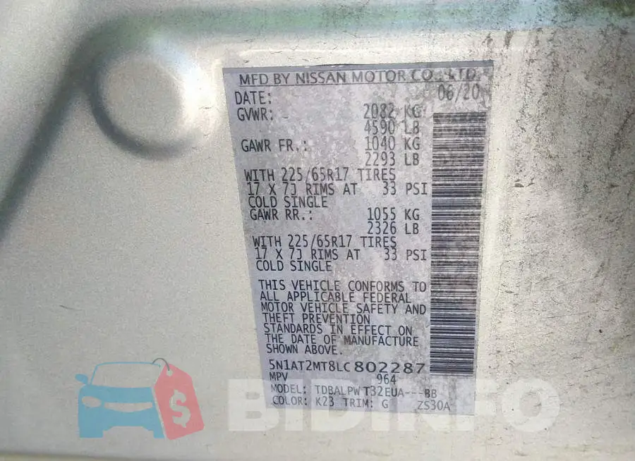5N1AT2MT8LC802287 Photo# 9