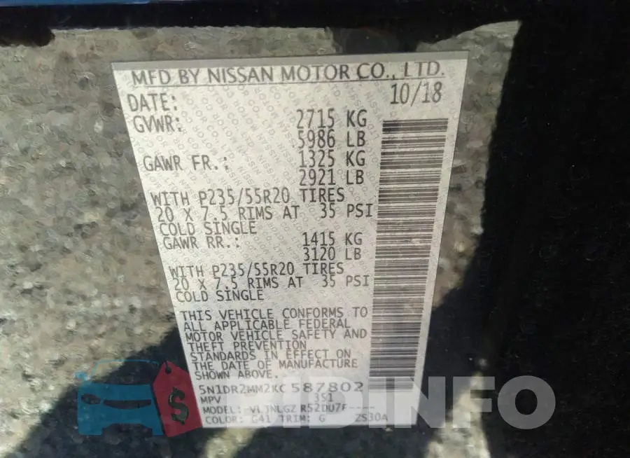 5N1DR2MM2KC587802 Photo# 9