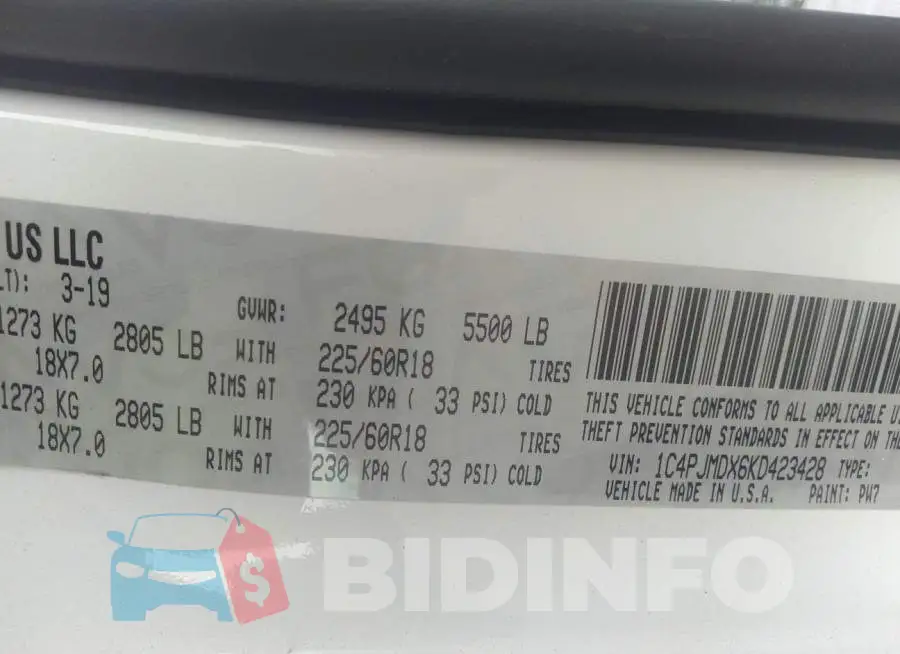 1C4PJMDX6KD423428 Photo# 9