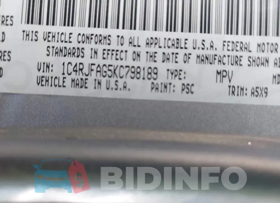 1C4RJFAG5KC798189 Photo# 9
