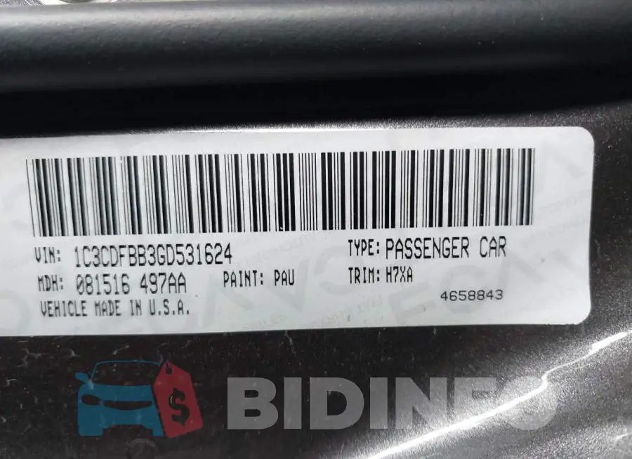1C3CDFBB3GD531624 Photo# 9
