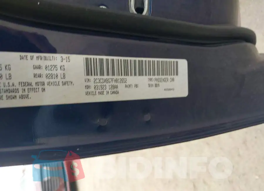 2C3CDXBG7FH812652 Photo# 9