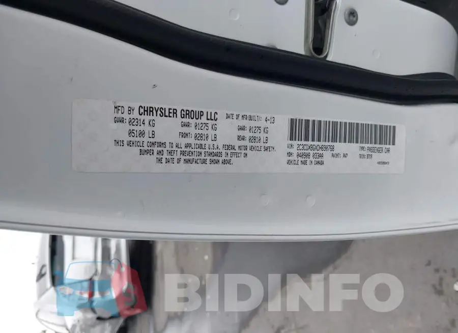 2C3CDXBGXDH690768 Photo# 9
