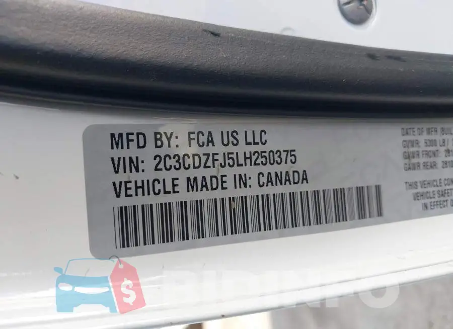 2C3CDZFJ5LH250375 Photo# 9