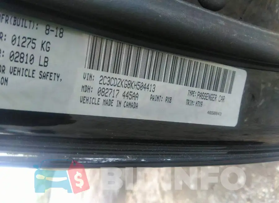 2C3CDZKG8KH504413 Photo# 9