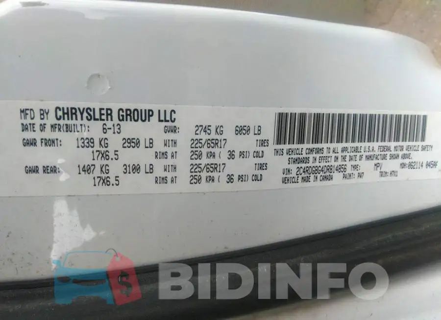 2C4RDGBG4DR814856 Photo# 9