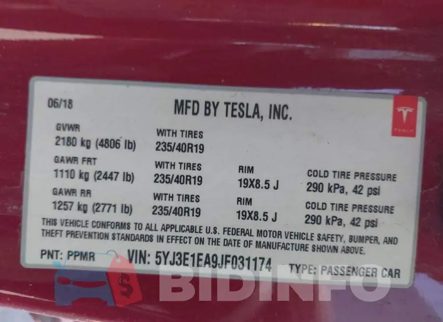 5YJ3E1EA9JF031174 Photo# 9