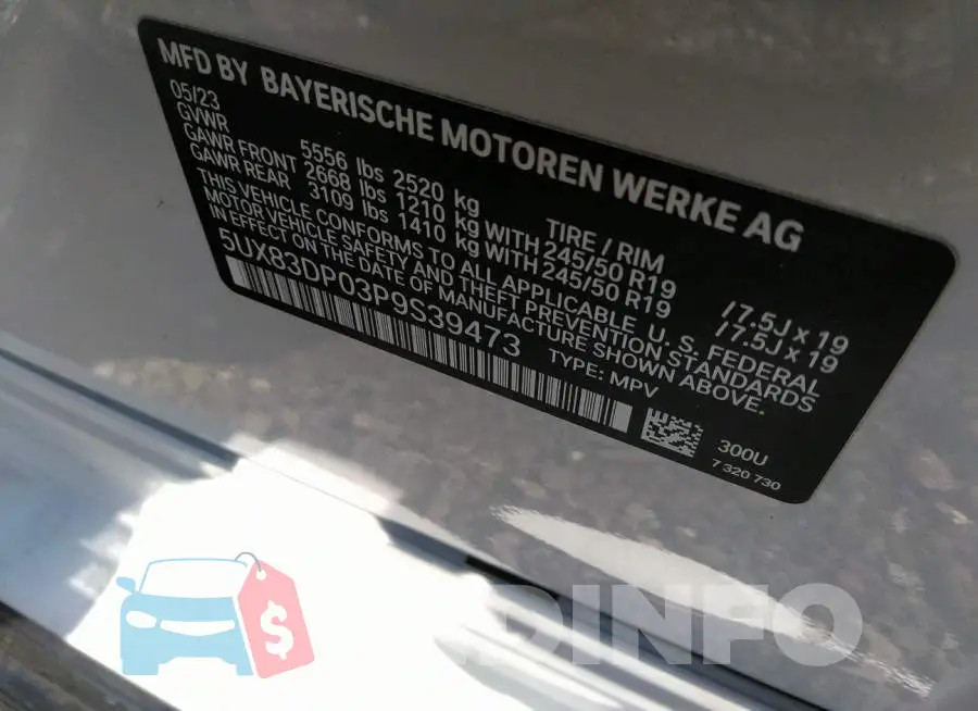 5UX83DP03P9S39473 Photo# 9