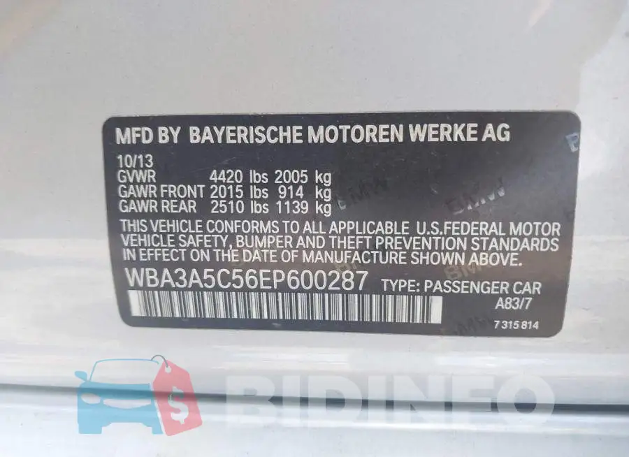 WBA3A5C56EP600287 Photo# 9