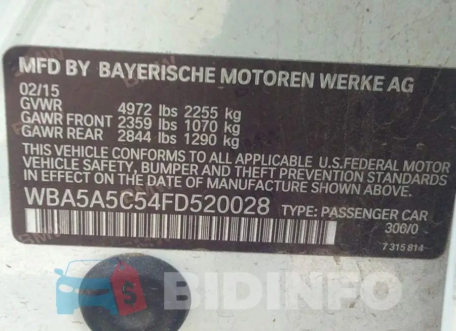 WBA5A5C54FD520028 Photo# 9