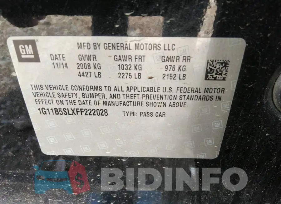 1G11B5SLXFF222028 Photo# 9