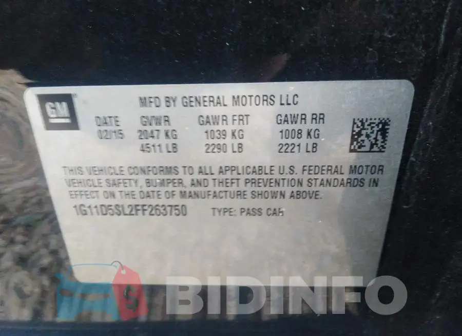 1G11D5SL2FF263750 Photo# 9