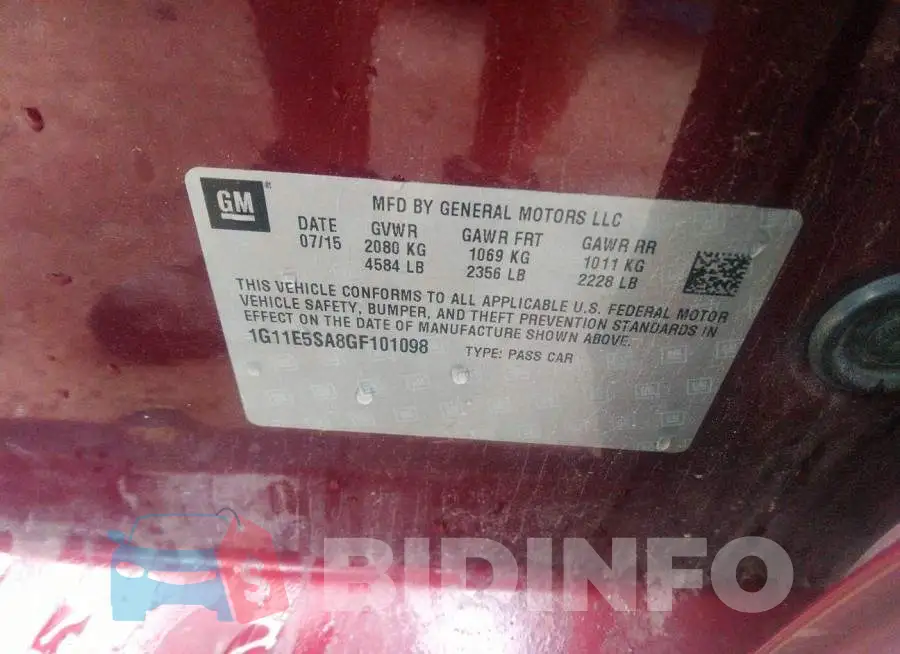 1G11E5SA8GF101098 Photo# 9