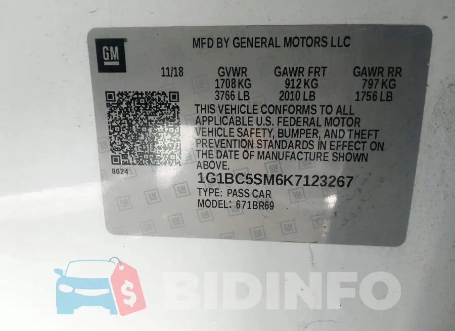 1G1BC5SM6K7123267 Photo# 9