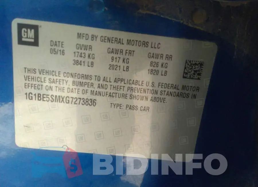 1G1BE5SMXG7273836 Photo# 9