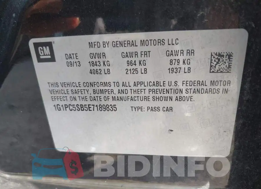 1G1PC5SB5E7189835 Photo# 9