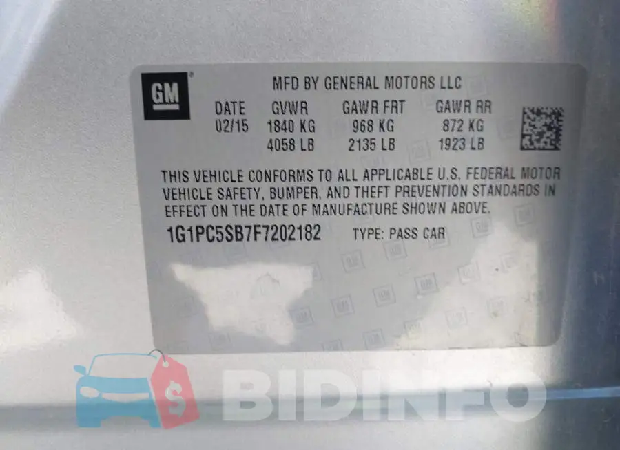 1G1PC5SB7F7202182 Photo# 9
