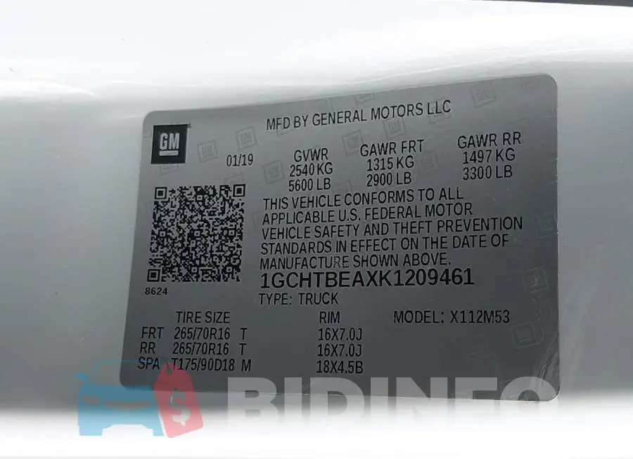 1GCHTBEAXK1209461 Photo# 9