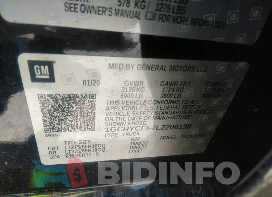 1GCRYCEF7LZ206138 Photo# 9