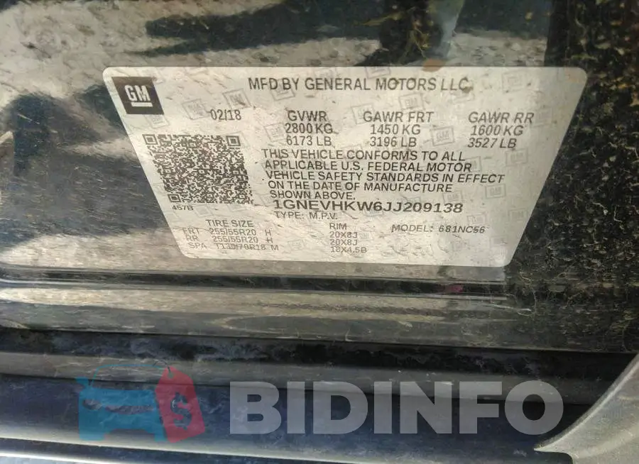 1GNEVHKW6JJ209138 Photo# 9
