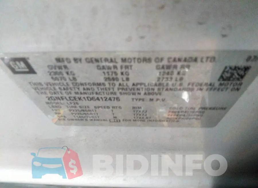 2GNFLCEK1D6412476 Photo# 9