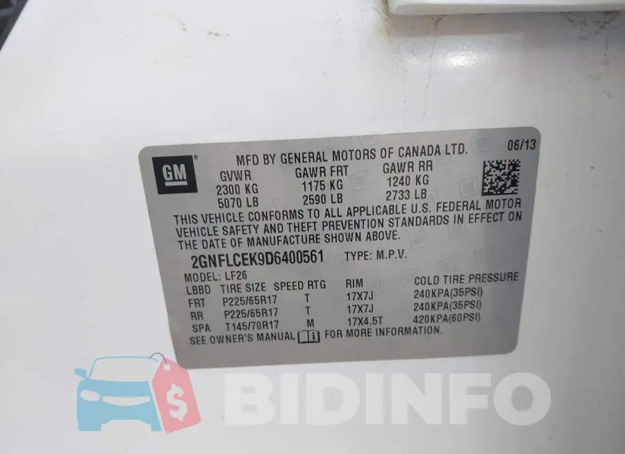 2GNFLCEK9D6400561 Photo# 9