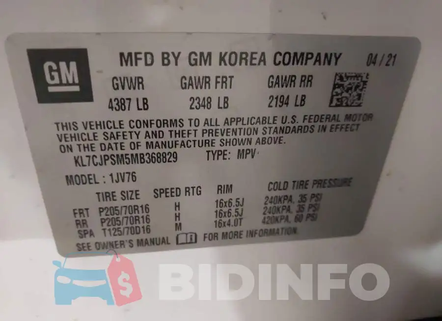 KL7CJPSM5MB368829 Photo# 9