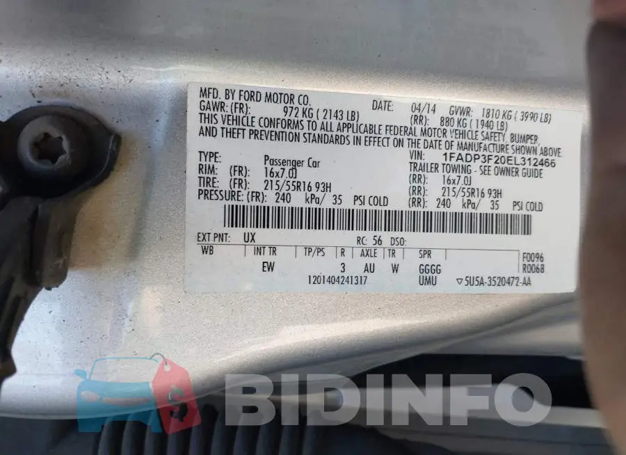 1FADP3F20EL312466 Photo# 9