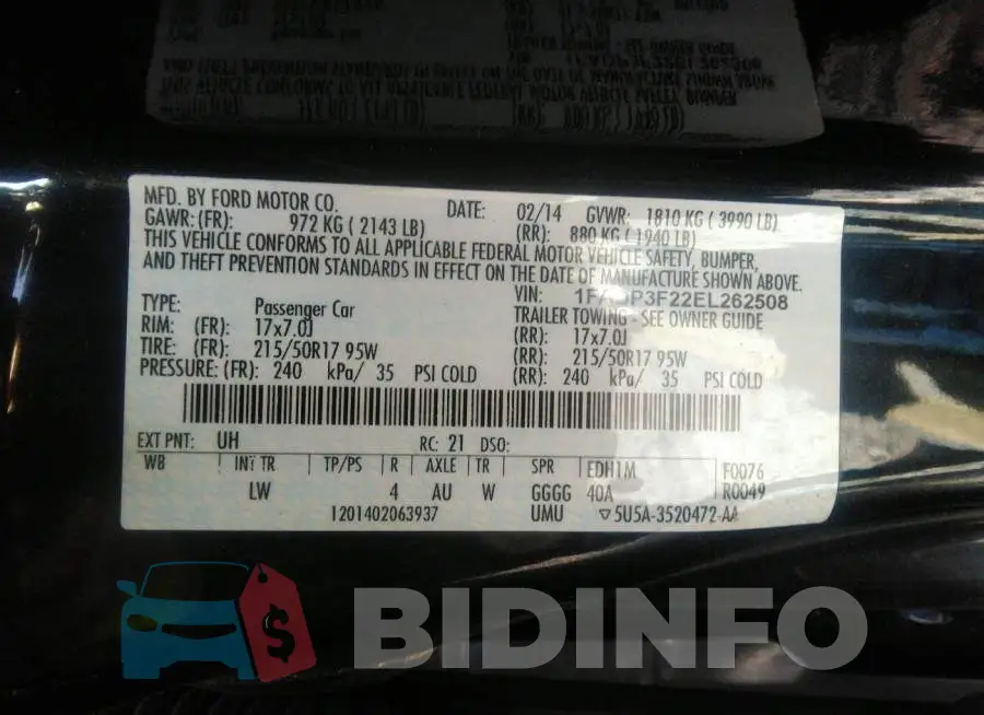 1FADP3F22EL262508 Photo# 9