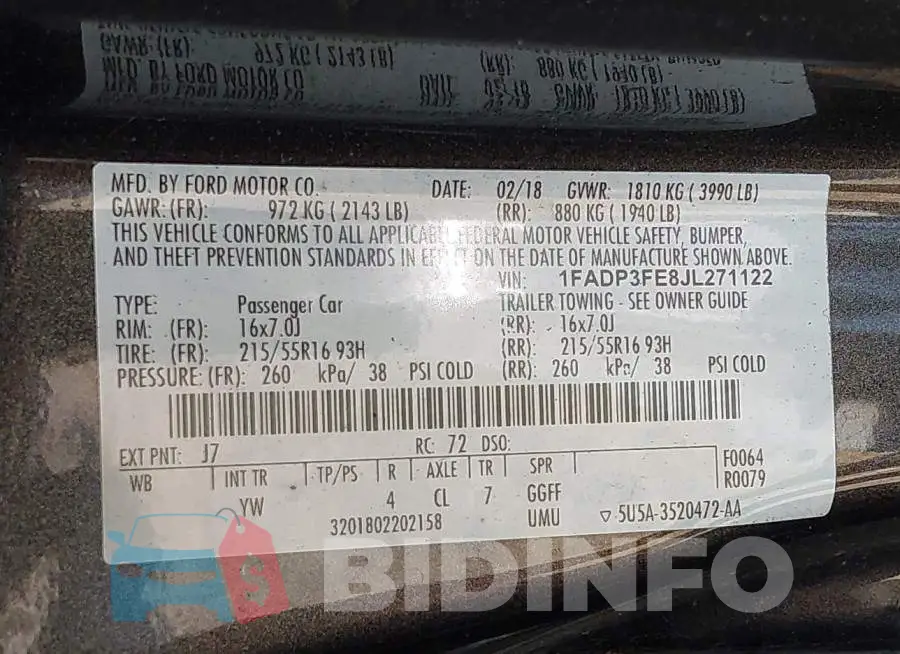 1FADP3FE8JL271122 Photo# 9