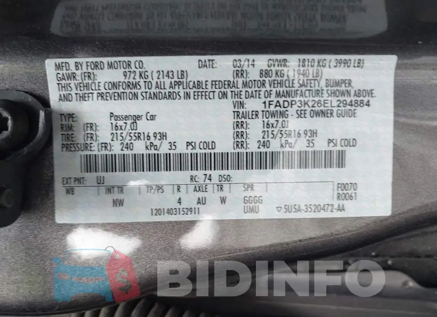 1FADP3K26EL294884 Photo# 9