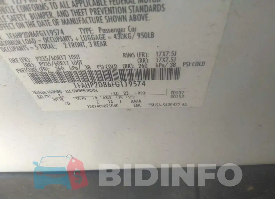 1FAHP2D86FG119574 Photo# 9