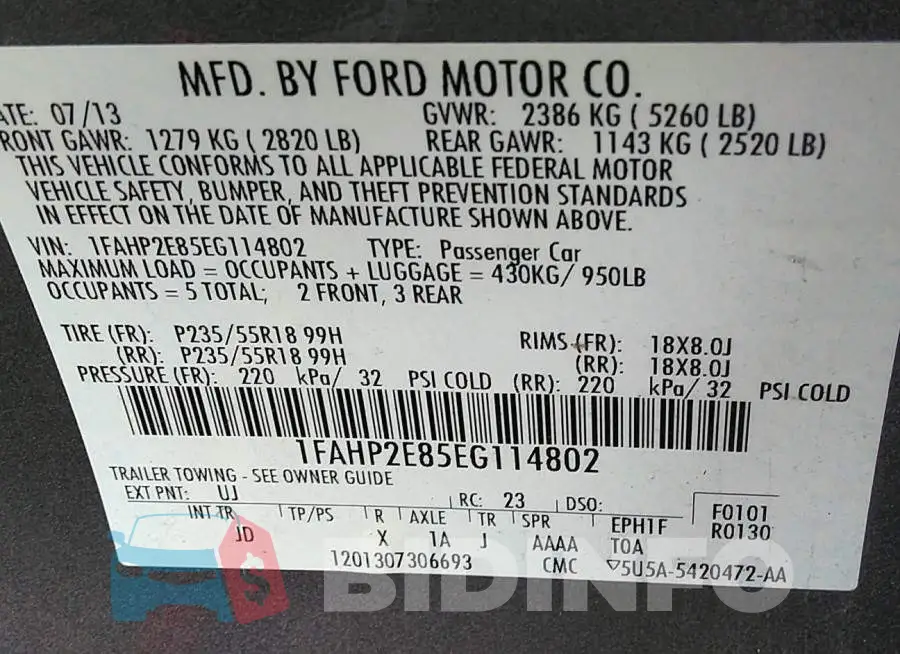 1FAHP2E85EG114802 Photo# 9