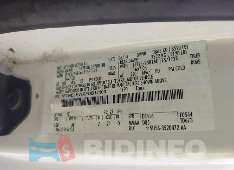 1FTNE1EWXEDB14100 Photo# 9