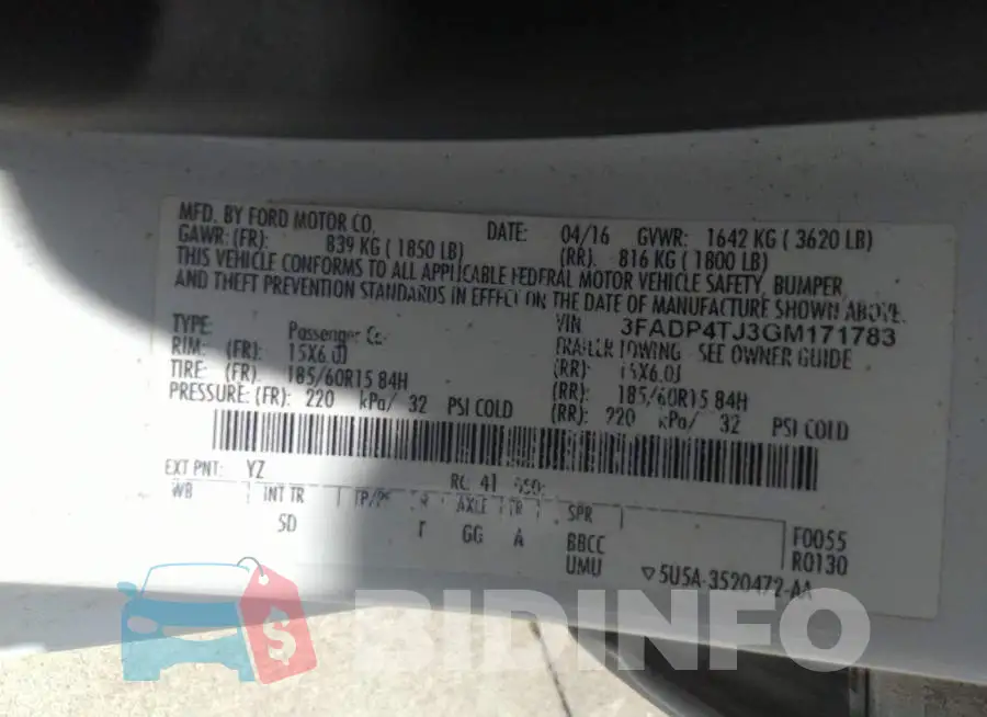 3FADP4TJ3GM171783 Photo# 9