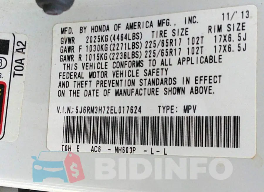 5J6RM3H72EL017624 Photo# 9