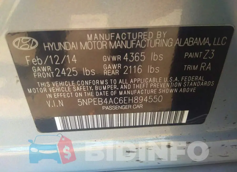 5NPEB4AC6EH894550 Photo# 9