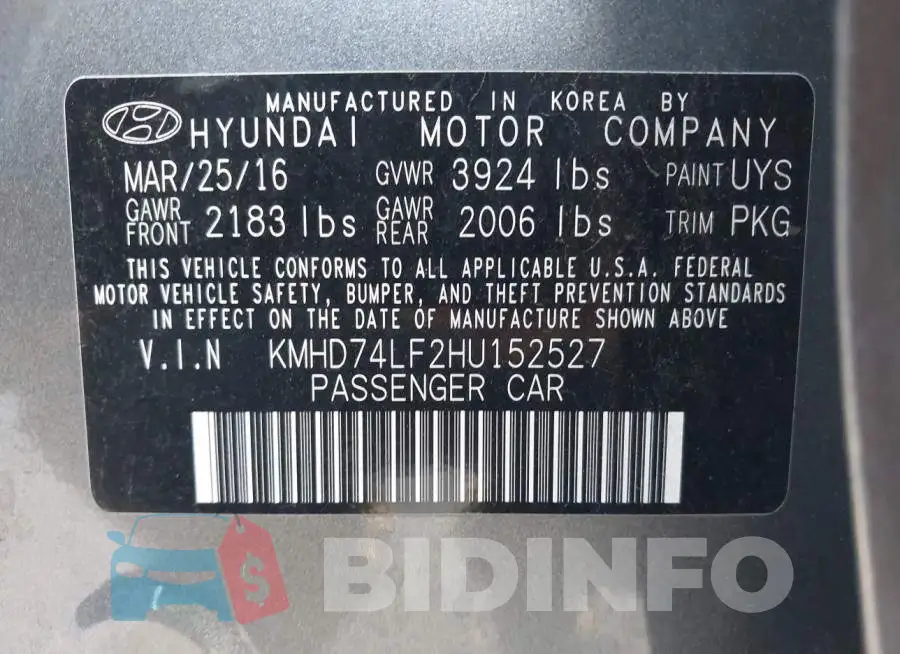 KMHD74LF2HU152527 Photo# 9