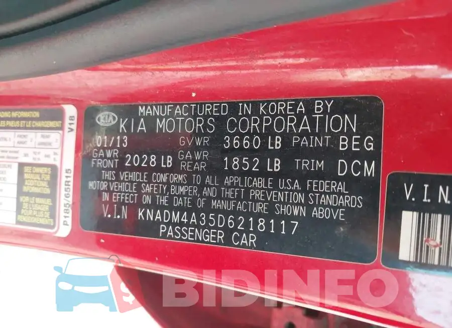 KNADM4A35D6218117 Photo# 9