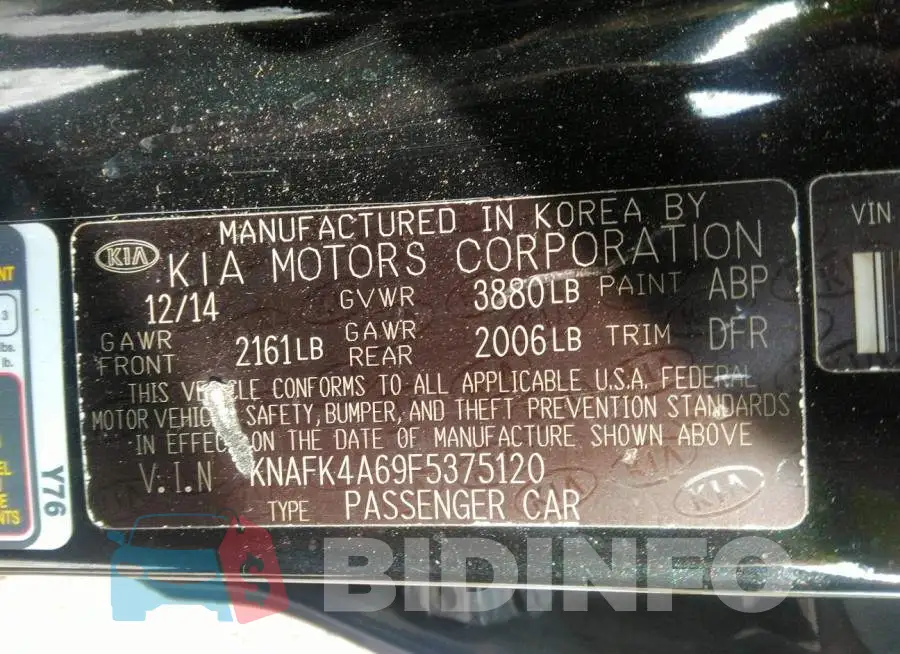KNAFK4A69F5375120 Photo# 9
