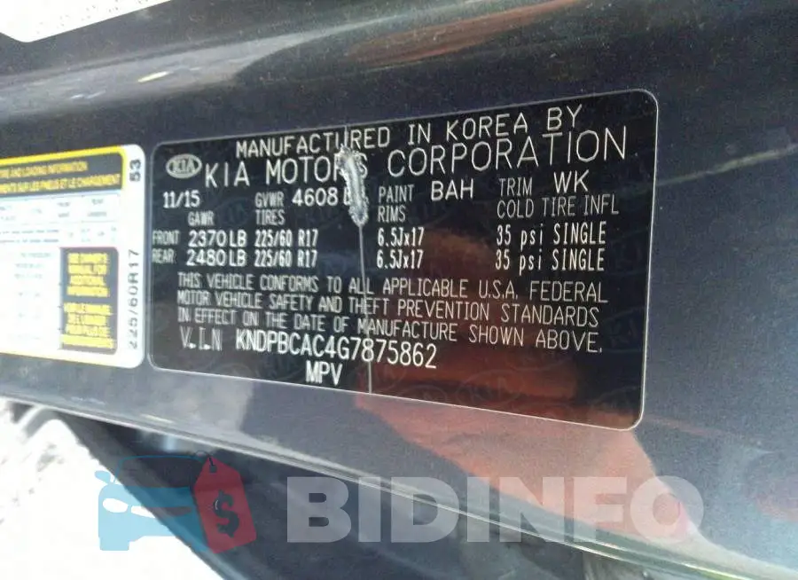 KNDPBCAC4G7875862 Photo# 9