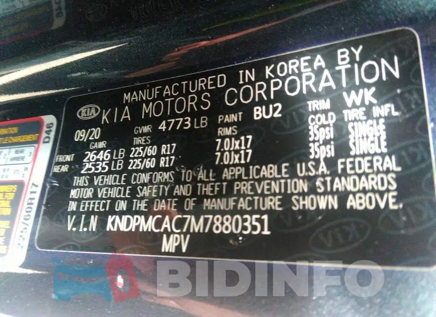 KNDPMCAC7M7880351 Photo# 9